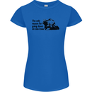 Biker Going Down on One Knee Motorcycle Womens Petite Cut T-Shirt Royal Blue