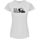 Biker Going Down on One Knee Motorcycle Womens Petite Cut T-Shirt White