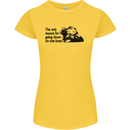 Biker Going Down on One Knee Motorcycle Womens Petite Cut T-Shirt Yellow