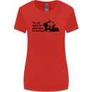 Biker Going Down on One Knee Motorcycle Womens Wider Cut T-Shirt Red