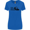 Biker Going Down on One Knee Motorcycle Womens Wider Cut T-Shirt Royal Blue