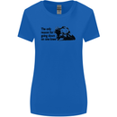 Biker Going Down on One Knee Motorcycle Womens Wider Cut T-Shirt Royal Blue