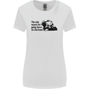 Biker Going Down on One Knee Motorcycle Womens Wider Cut T-Shirt White