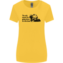 Biker Going Down on One Knee Motorcycle Womens Wider Cut T-Shirt Yellow