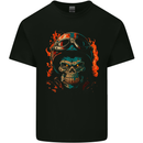 Biker Gorilla Skull Motorbike Motorcycle Kids T-Shirt Childrens Black