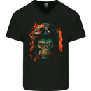 Biker Gorilla Skull Motorbike Motorcycle Mens V-Neck Cotton T-Shirt Black
