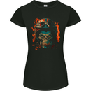 Biker Gorilla Skull Motorbike Motorcycle Womens Petite Cut T-Shirt Black