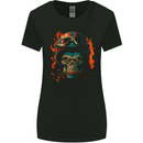 Biker Gorilla Skull Motorbike Motorcycle Womens Wider Cut T-Shirt Black
