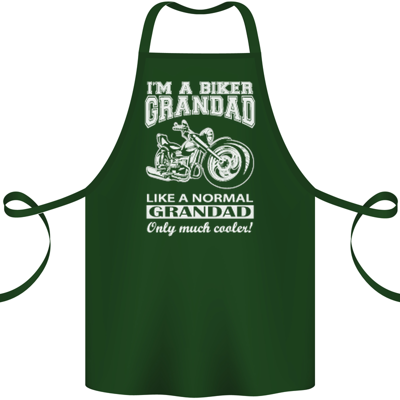 Biker Grandad Motorbike Grandparents Day Cotton Apron 100% Organic Forest Green