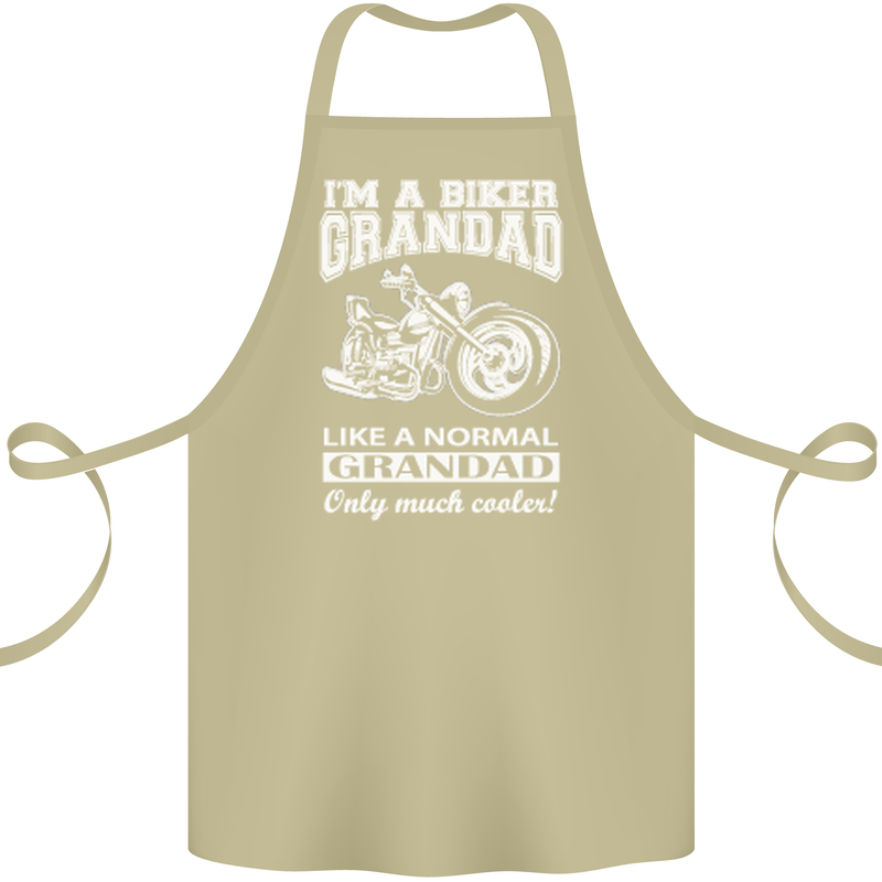 Biker Grandad Motorbike Grandparents Day Cotton Apron 100% Organic Khaki