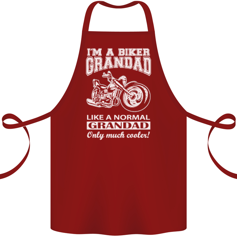 Biker Grandad Motorbike Grandparents Day Cotton Apron 100% Organic Maroon