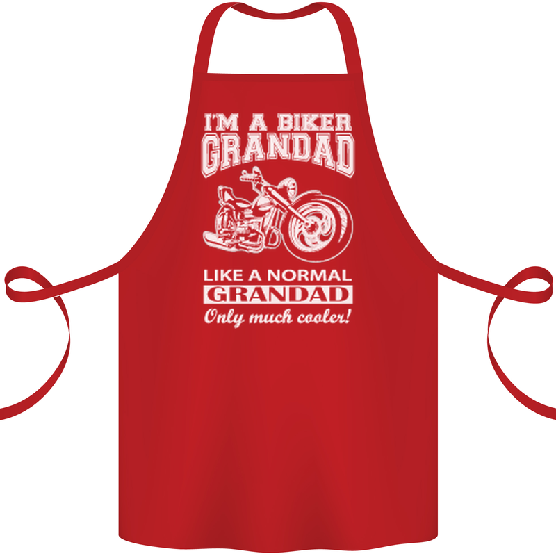 Biker Grandad Motorbike Grandparents Day Cotton Apron 100% Organic Red