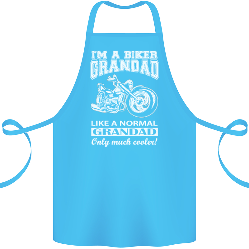 Biker Grandad Motorbike Grandparents Day Cotton Apron 100% Organic Turquoise