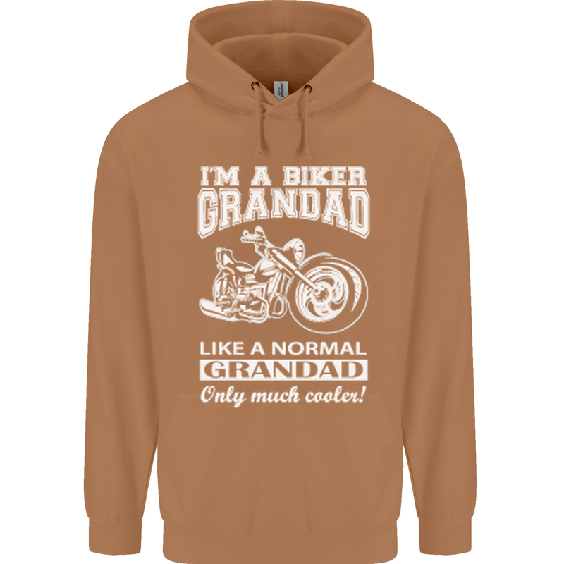 Biker Grandad Motorbike Grandparents Day Mens 80% Cotton Hoodie Caramel Latte