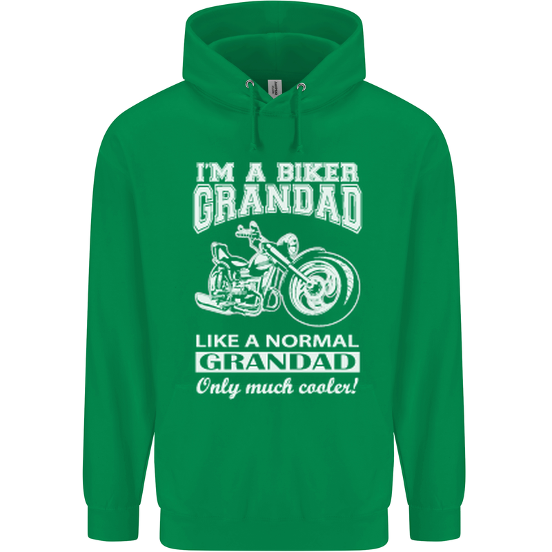 Biker Grandad Motorbike Grandparents Day Mens 80% Cotton Hoodie Irish Green