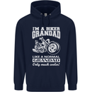 Biker Grandad Motorbike Grandparents Day Mens 80% Cotton Hoodie Navy Blue