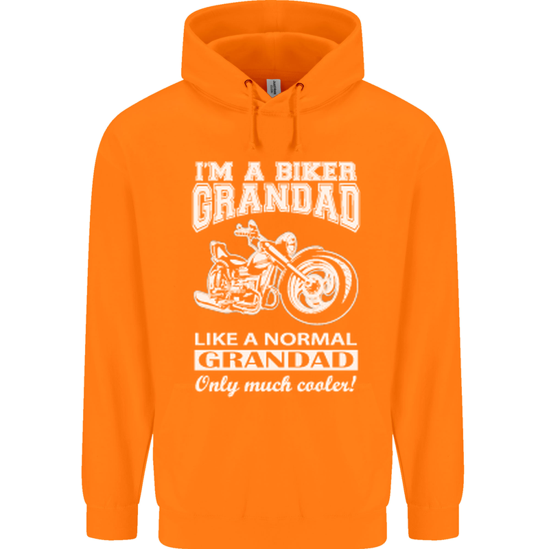 Biker Grandad Motorbike Grandparents Day Mens 80% Cotton Hoodie Orange