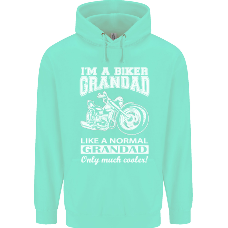 Biker Grandad Motorbike Grandparents Day Mens 80% Cotton Hoodie Peppermint
