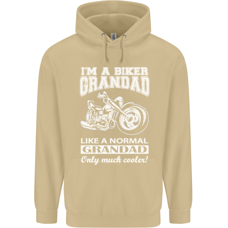 Biker Grandad Motorbike Grandparents Day Mens 80% Cotton Hoodie Sand