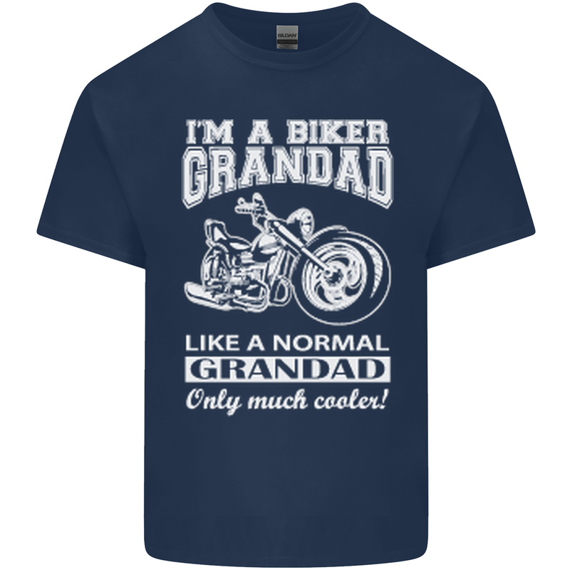 Biker Grandad Motorbike Grandparents Day Mens Cotton T-Shirt Tee Top Navy Blue