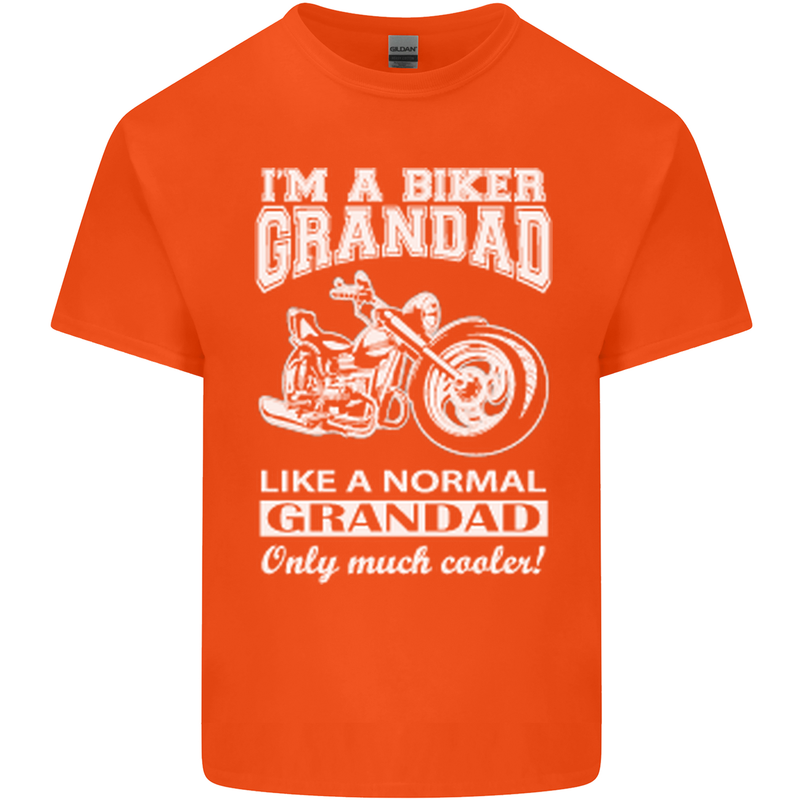Biker Grandad Motorbike Grandparents Day Mens Cotton T-Shirt Tee Top Orange