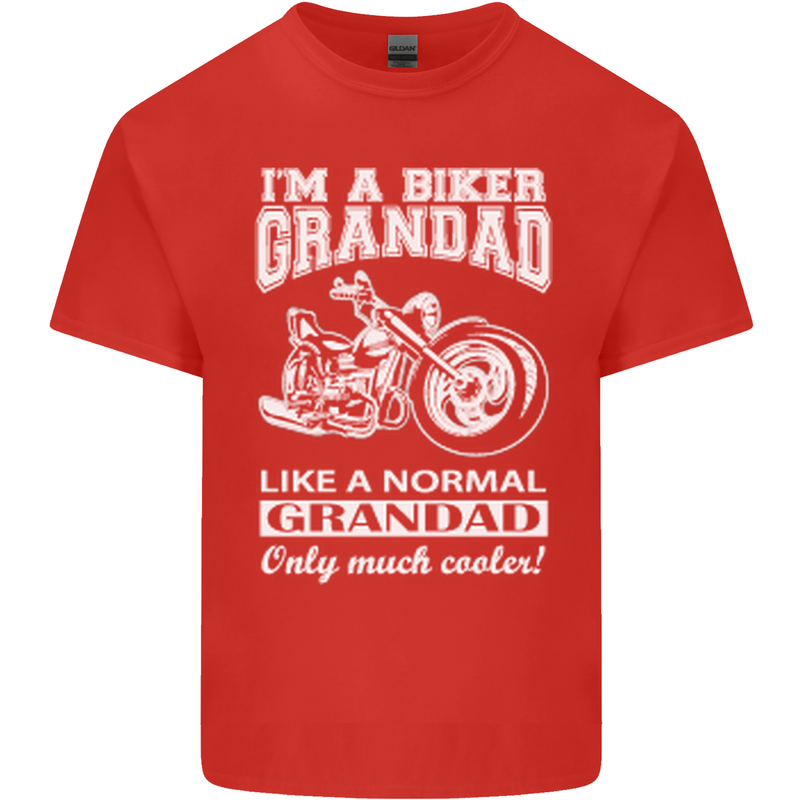 Biker Grandad Motorbike Grandparents Day Mens Cotton T-Shirt Tee Top Red