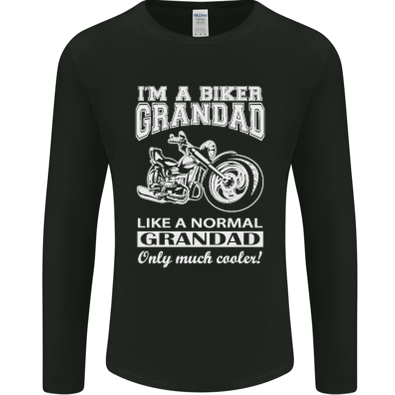 Biker Grandad Motorbike Grandparents Day Mens Long Sleeve T-Shirt Black