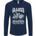 Biker Grandad Motorbike Grandparents Day Mens Long Sleeve T-Shirt Navy Blue
