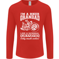 Biker Grandad Motorbike Grandparents Day Mens Long Sleeve T-Shirt Red
