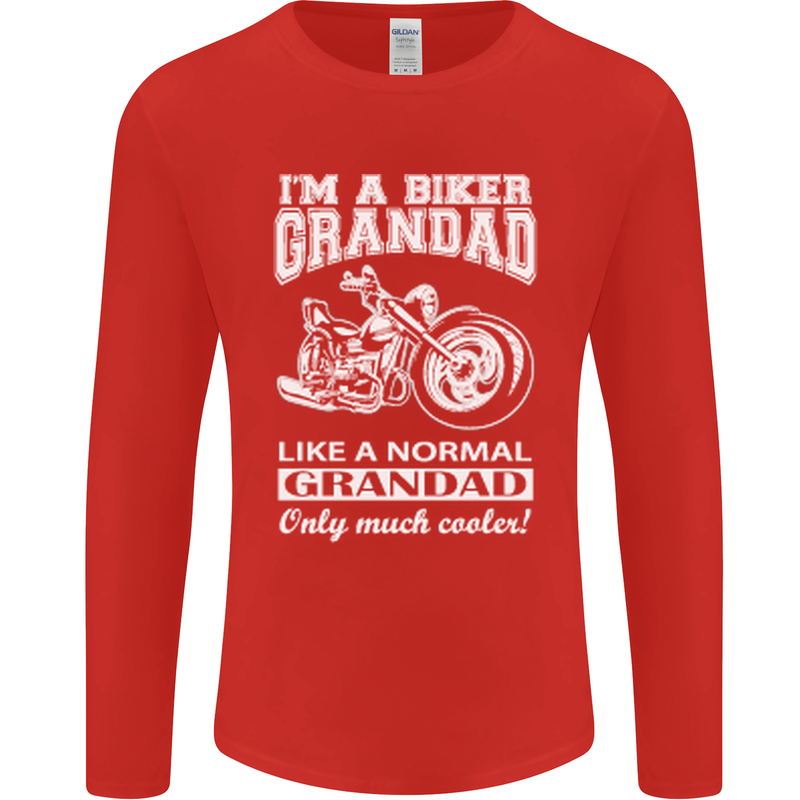 Biker Grandad Motorbike Grandparents Day Mens Long Sleeve T-Shirt Red
