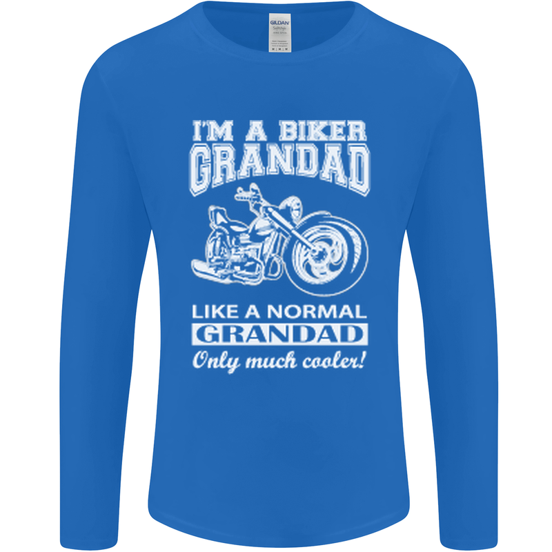Biker Grandad Motorbike Grandparents Day Mens Long Sleeve T-Shirt Royal Blue