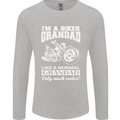 Biker Grandad Motorbike Grandparents Day Mens Long Sleeve T-Shirt Sports Grey