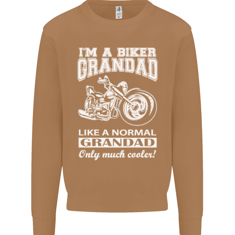 Biker Grandad Motorbike Grandparents Day Mens Sweatshirt Jumper Caramel Latte
