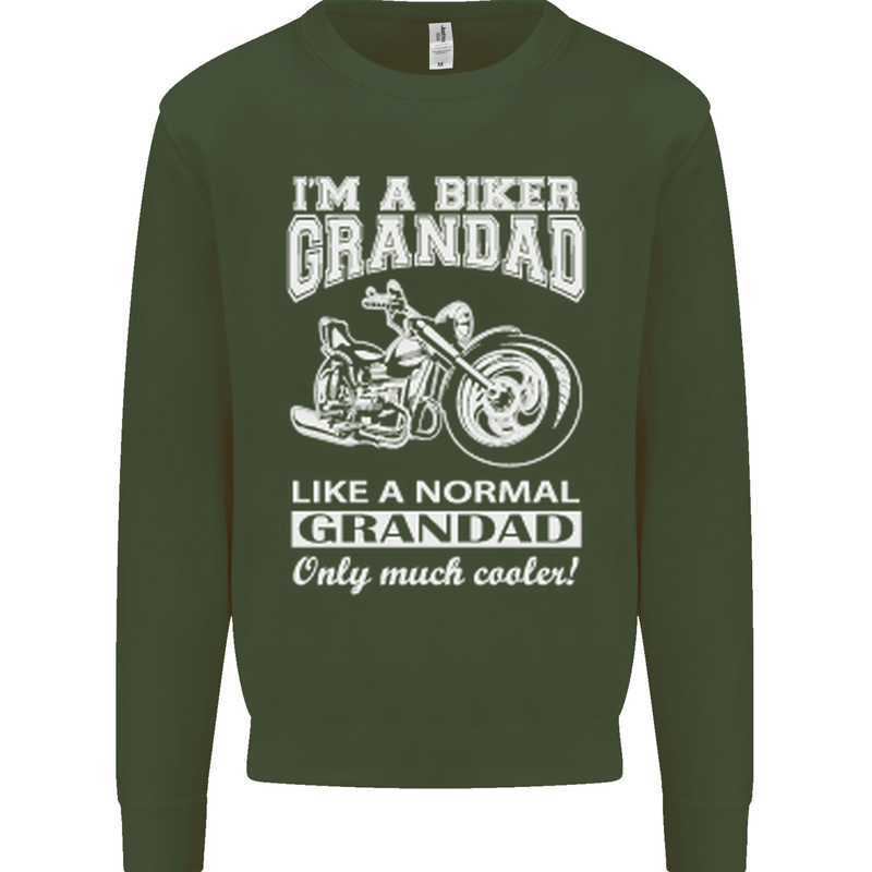 Biker Grandad Motorbike Grandparents Day Mens Sweatshirt Jumper Forest Green