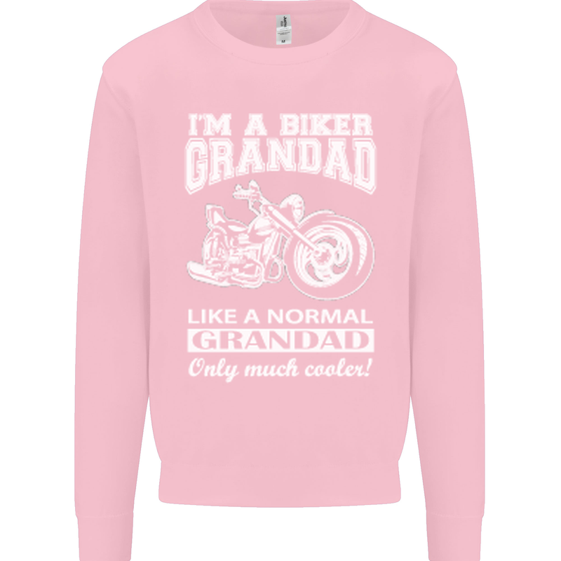 Biker Grandad Motorbike Grandparents Day Mens Sweatshirt Jumper Light Pink