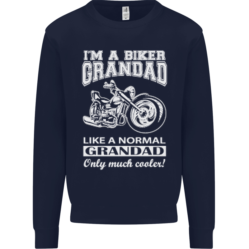 Biker Grandad Motorbike Grandparents Day Mens Sweatshirt Jumper Navy Blue