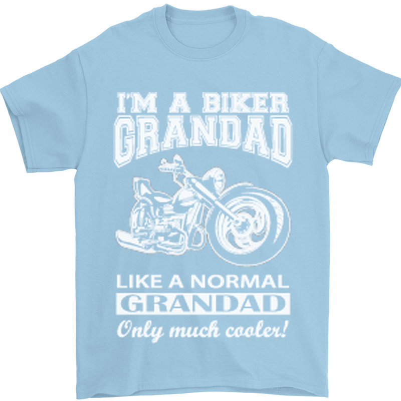 Biker Grandad Motorbike Grandparents Day Mens T-Shirt Cotton Gildan Light Blue