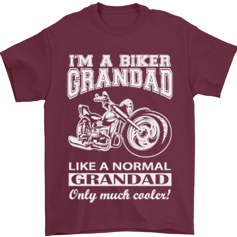 Biker Grandad Motorbike Grandparents Day Mens T-Shirt Cotton Gildan Maroon