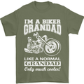 Biker Grandad Motorbike Grandparents Day Mens T-Shirt Cotton Gildan Military Green