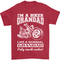 Biker Grandad Motorbike Grandparents Day Mens T-Shirt Cotton Gildan Red