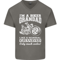 Biker Grandad Motorbike Grandparents Day Mens V-Neck Cotton T-Shirt Charcoal