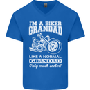 Biker Grandad Motorbike Grandparents Day Mens V-Neck Cotton T-Shirt Royal Blue