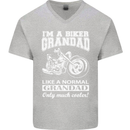 Biker Grandad Motorbike Grandparents Day Mens V-Neck Cotton T-Shirt Sports Grey