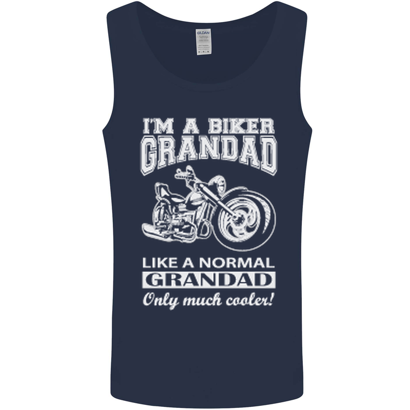 Biker Grandad Motorbike Grandparents Day Mens Vest Tank Top Navy Blue