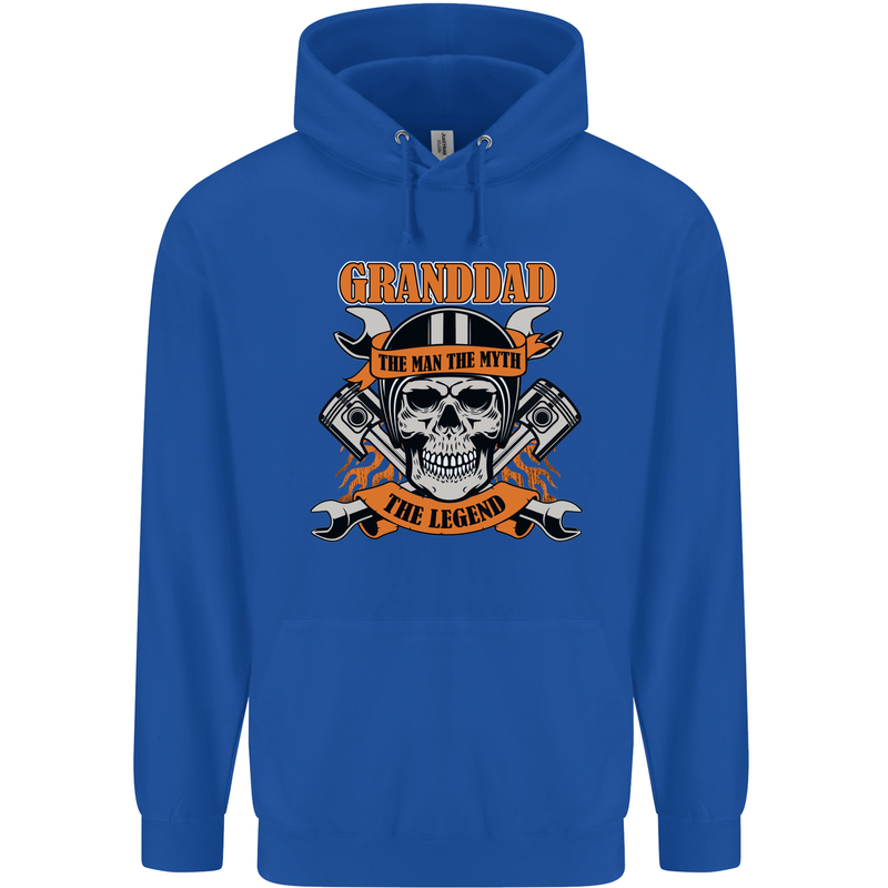 Biker Grandad the Man Myth Legend Funny Mens 80% Cotton Hoodie Royal Blue