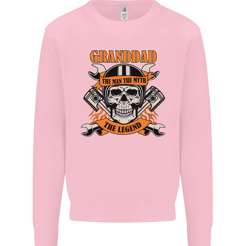 Biker Grandad the Man Myth Legend Funny Mens Sweatshirt Jumper Light Pink