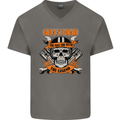 Biker Grandad the Man Myth Legend Funny Mens V-Neck Cotton T-Shirt Charcoal