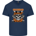 Biker Grandad the Man Myth Legend Funny Mens V-Neck Cotton T-Shirt Navy Blue