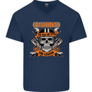 Biker Grandad the Man Myth Legend Funny Mens V-Neck Cotton T-Shirt Navy Blue