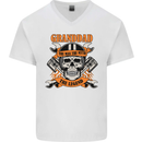 Biker Grandad the Man Myth Legend Funny Mens V-Neck Cotton T-Shirt White